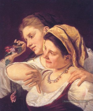  enfant - Deux femmes jettent des fleurs mères des enfants Mary Cassatt